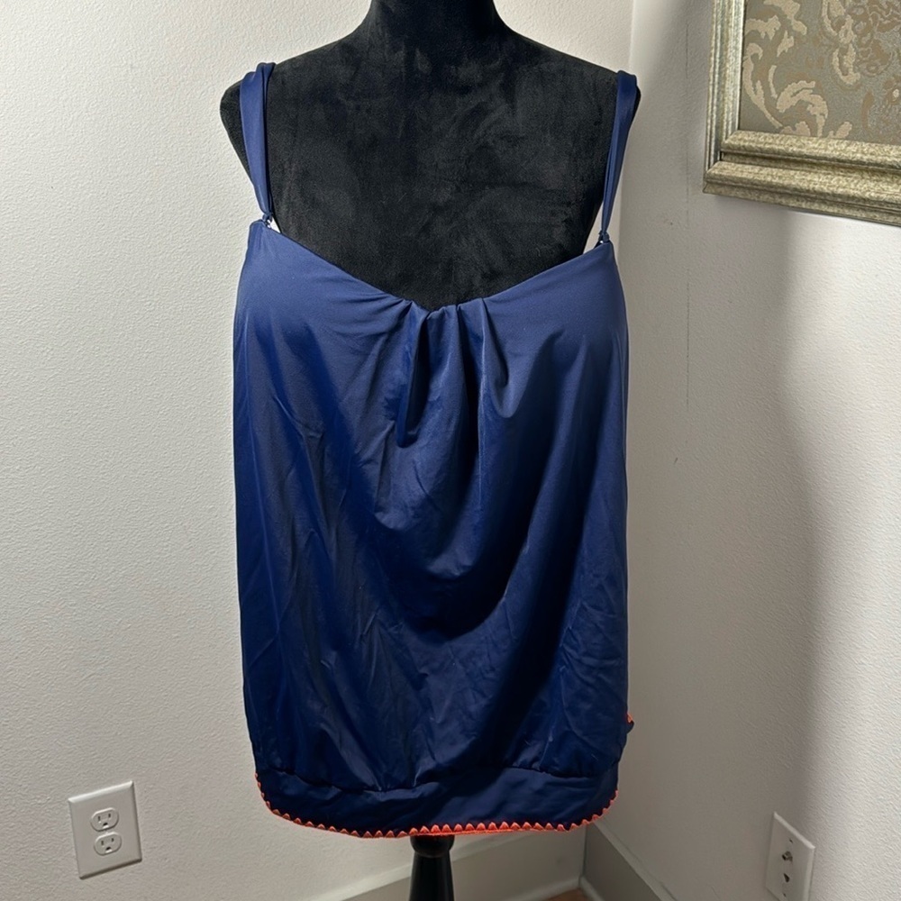 Maxi Swim Navy Blue tankini top adjustable straps‎ Sz 24W new